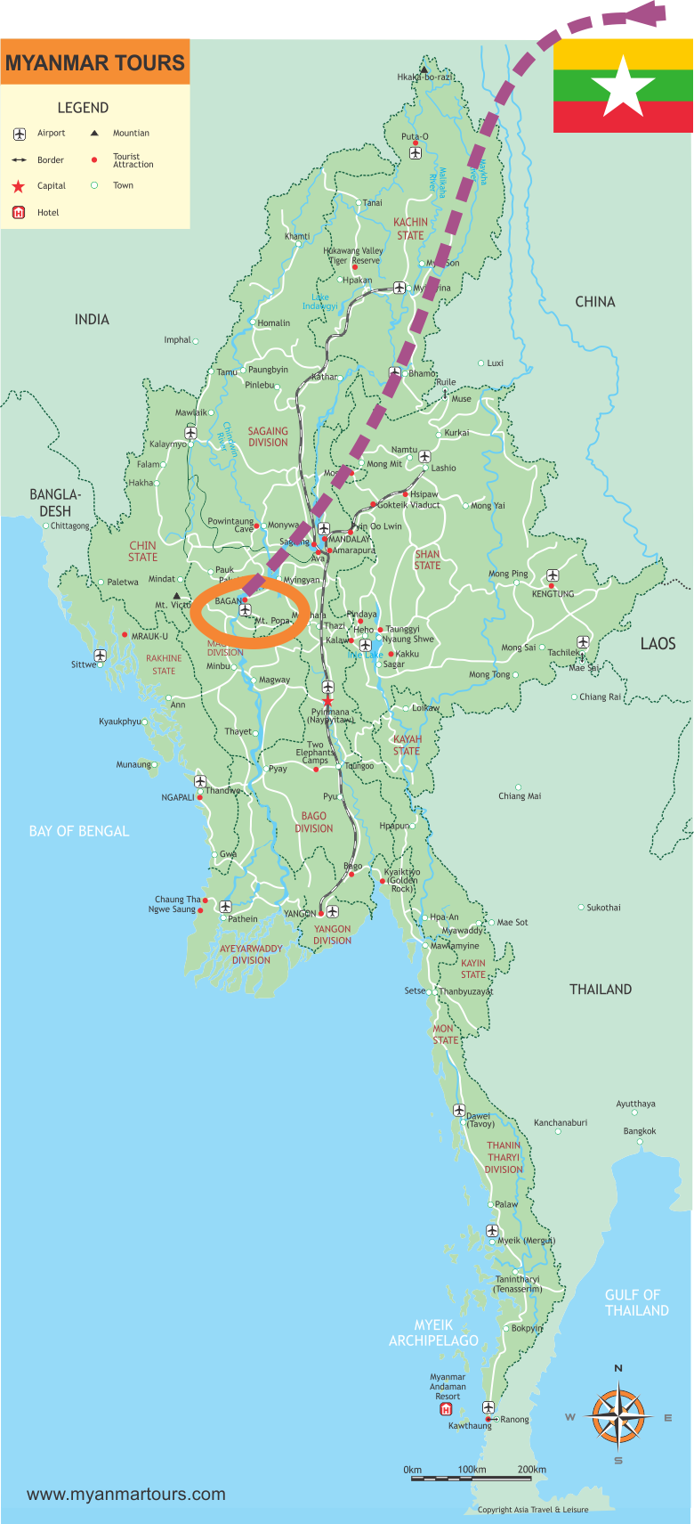 Mystical Bagan - 4 Days map